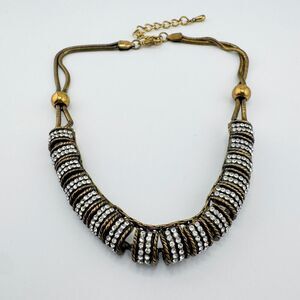 Vintage Snake Chain Rhinestone Collar Modernist Glam TV/Movie Prop Retro